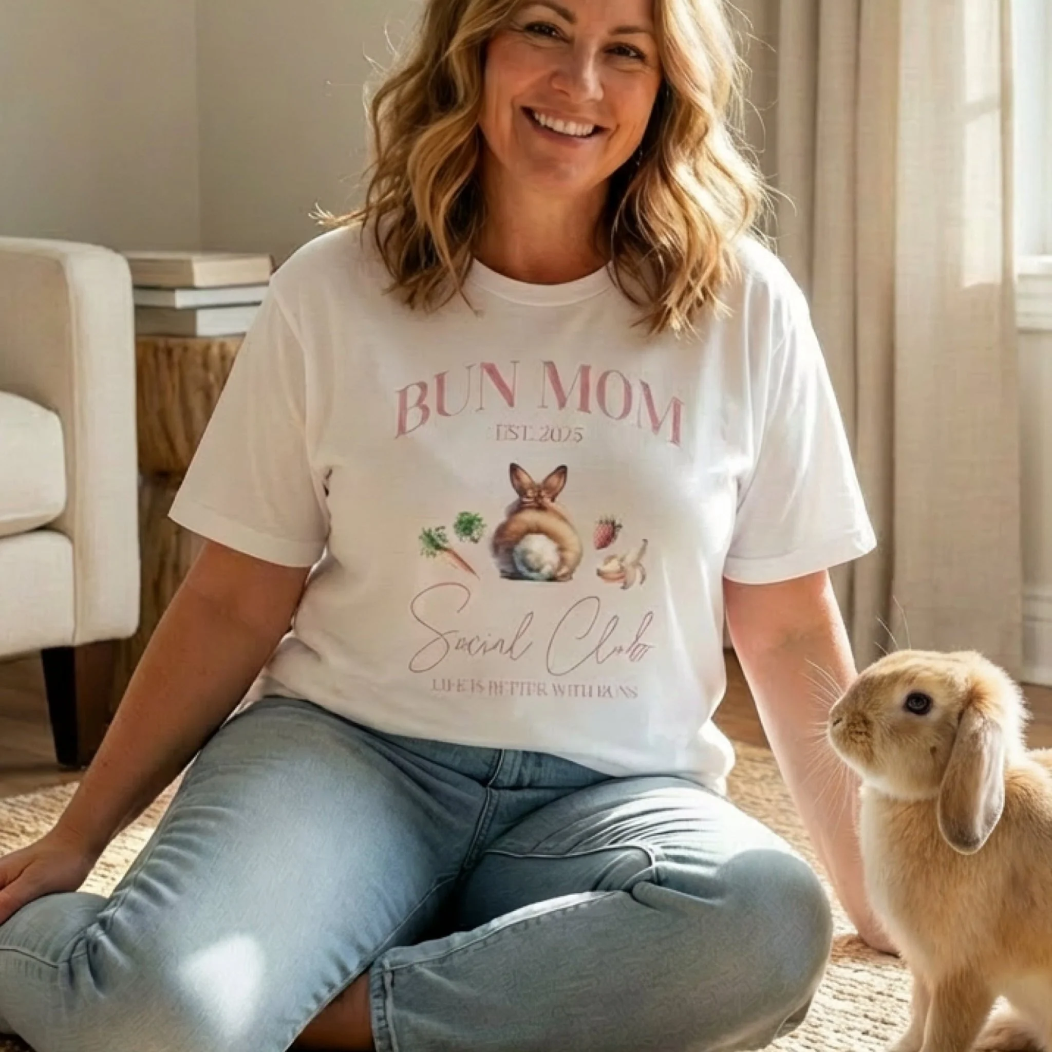 Bun Mom Social Club Unisex Garment-dyed Heavyweight T-Shirt - Image 3