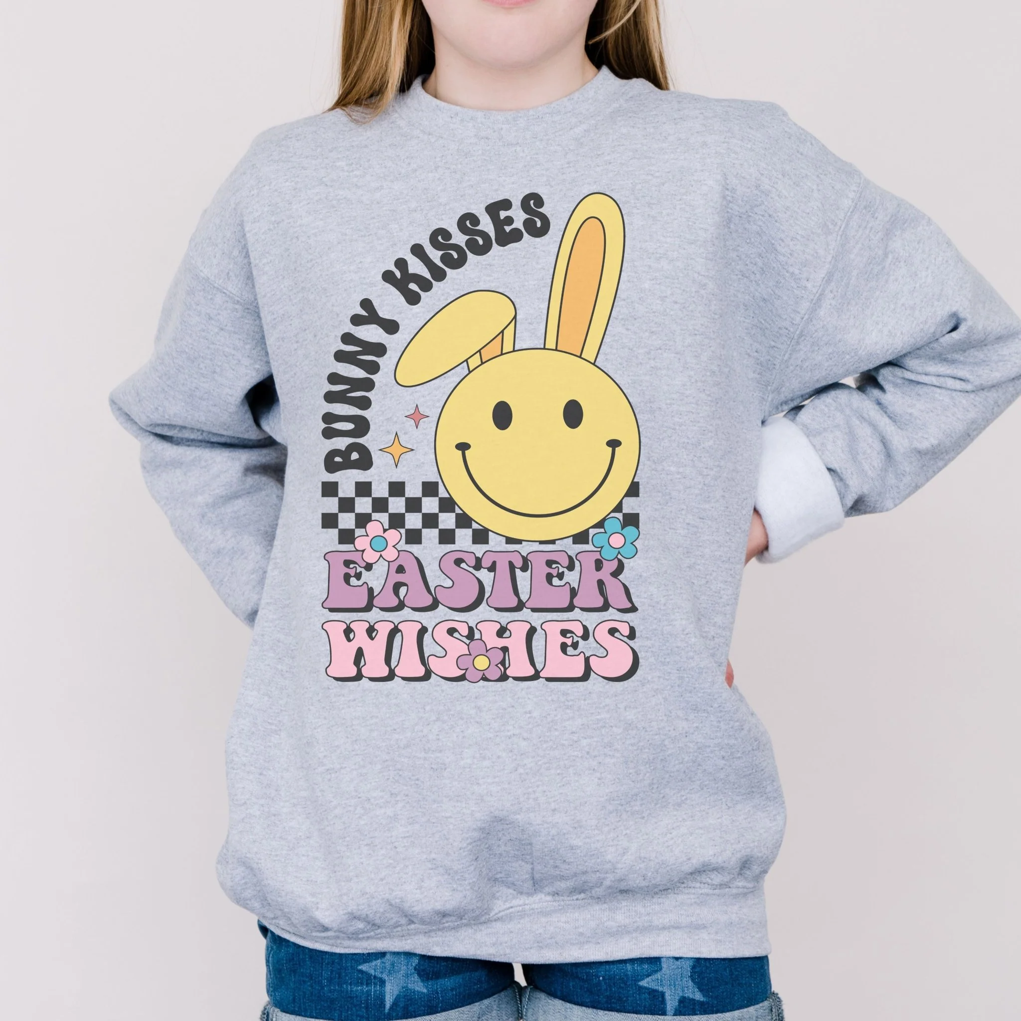 Bunny Kisses, Easter Wishes Youth Crewneck Sweatshirt