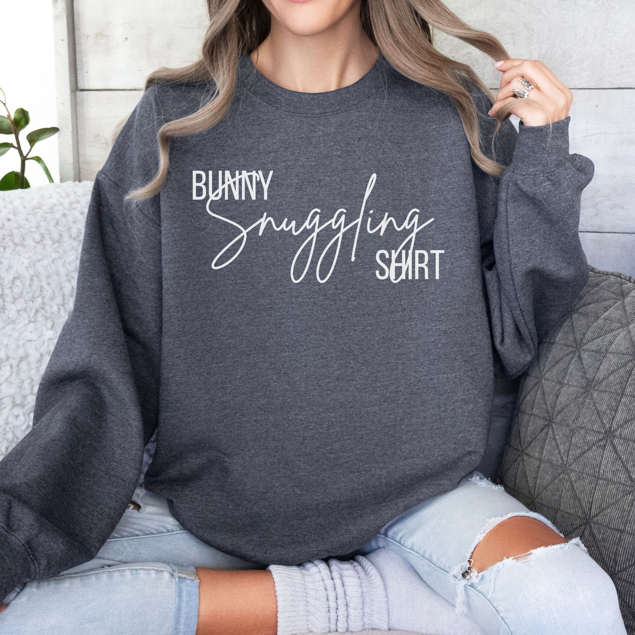 Bunny Snuggling Shirt Unisex Sweatshirt - Image 11