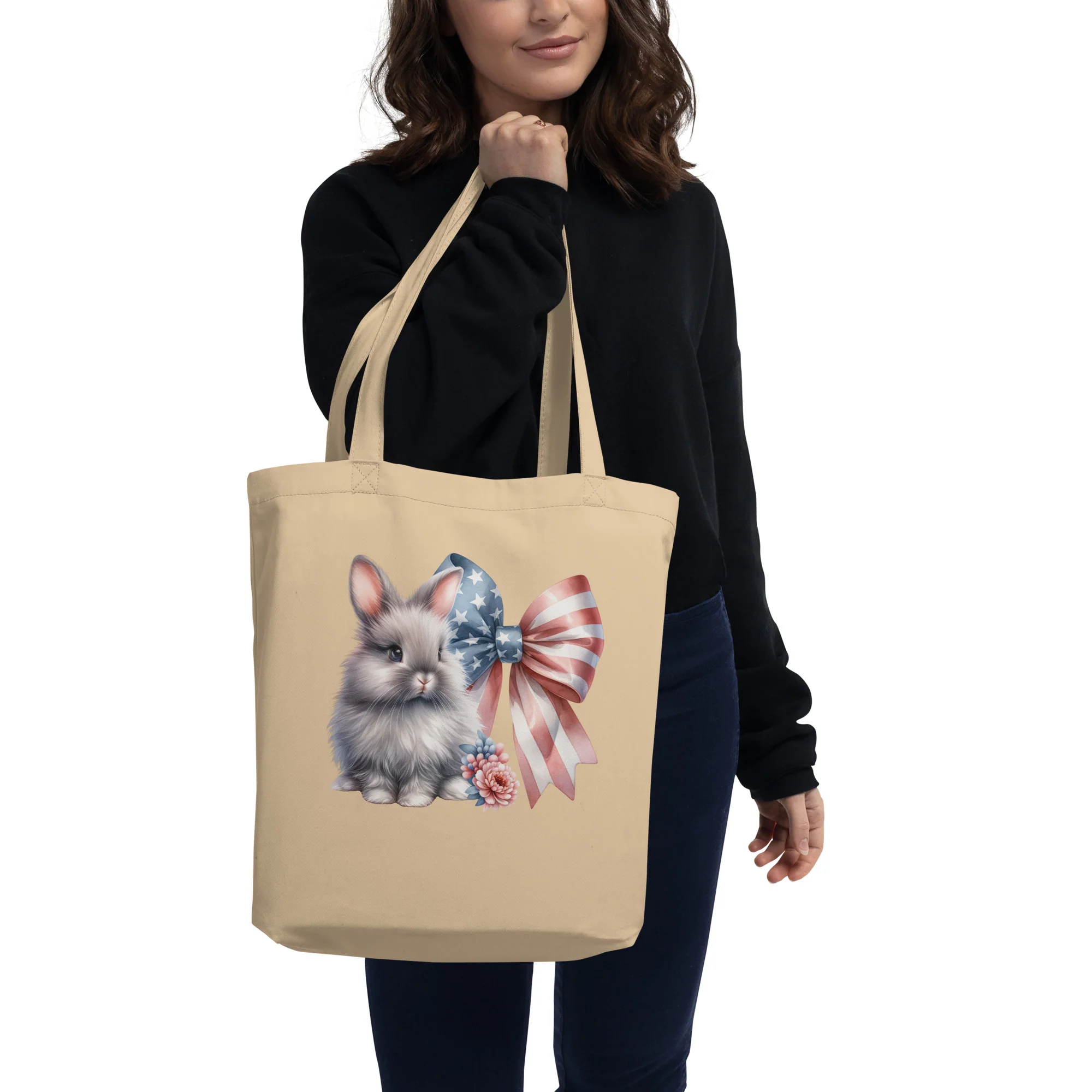 Bunny with Patriotic Bow Eco Tote Bag - Image 2
