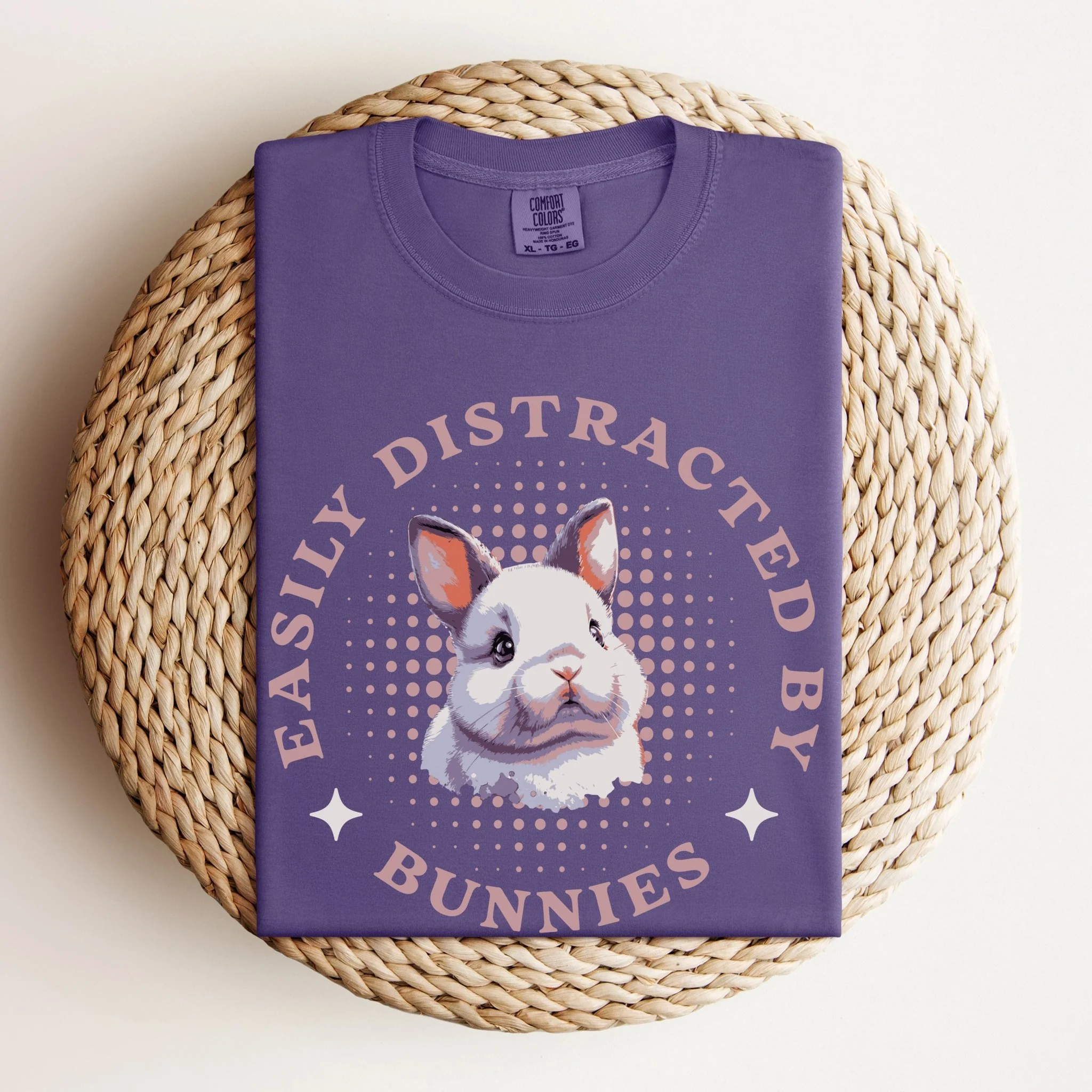Easily Distracted by Bunnies Unisex Garment-dyed Heavyweight T-Shirt 2 - Image 8