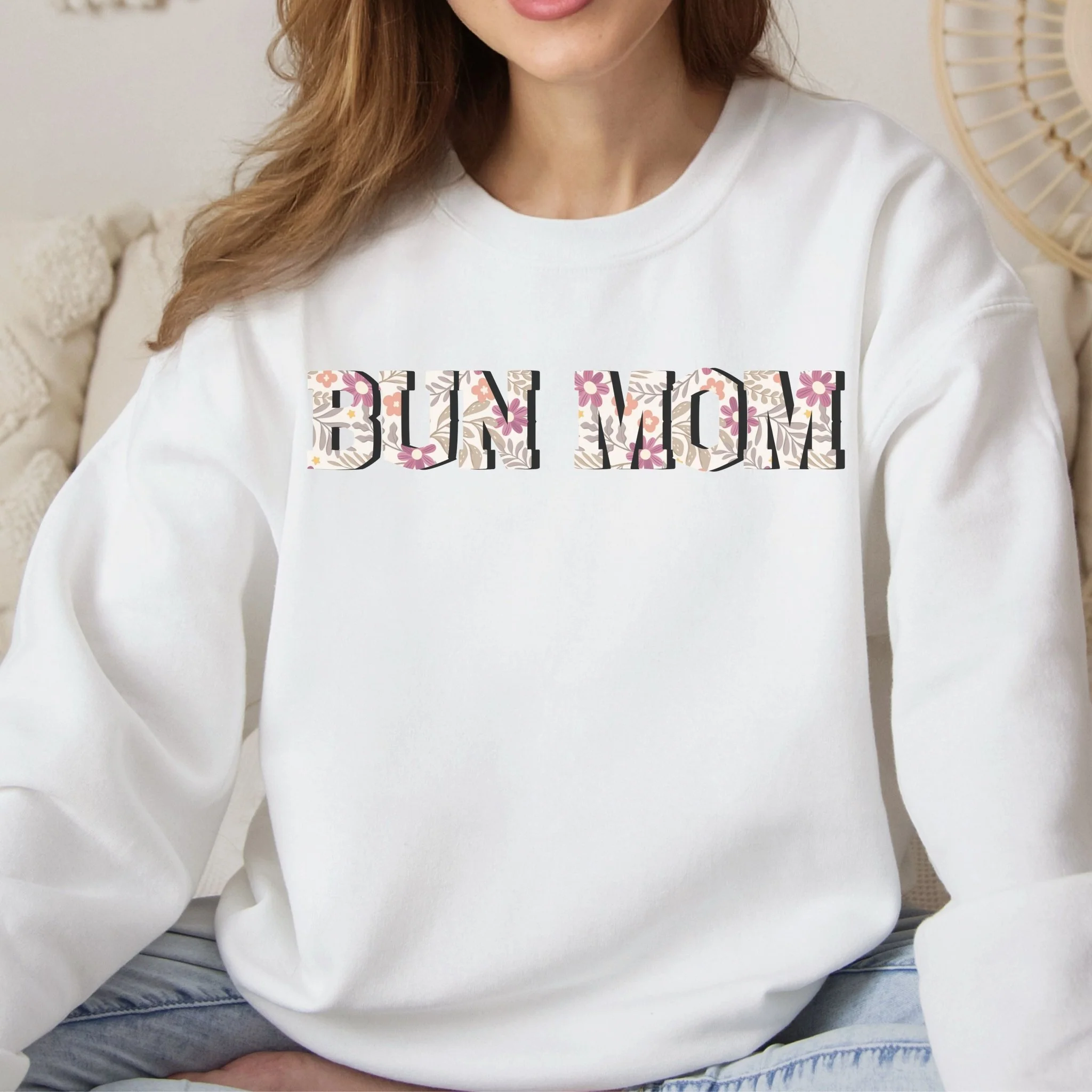 Floral Bun Mom Sweatshirt - Image 2