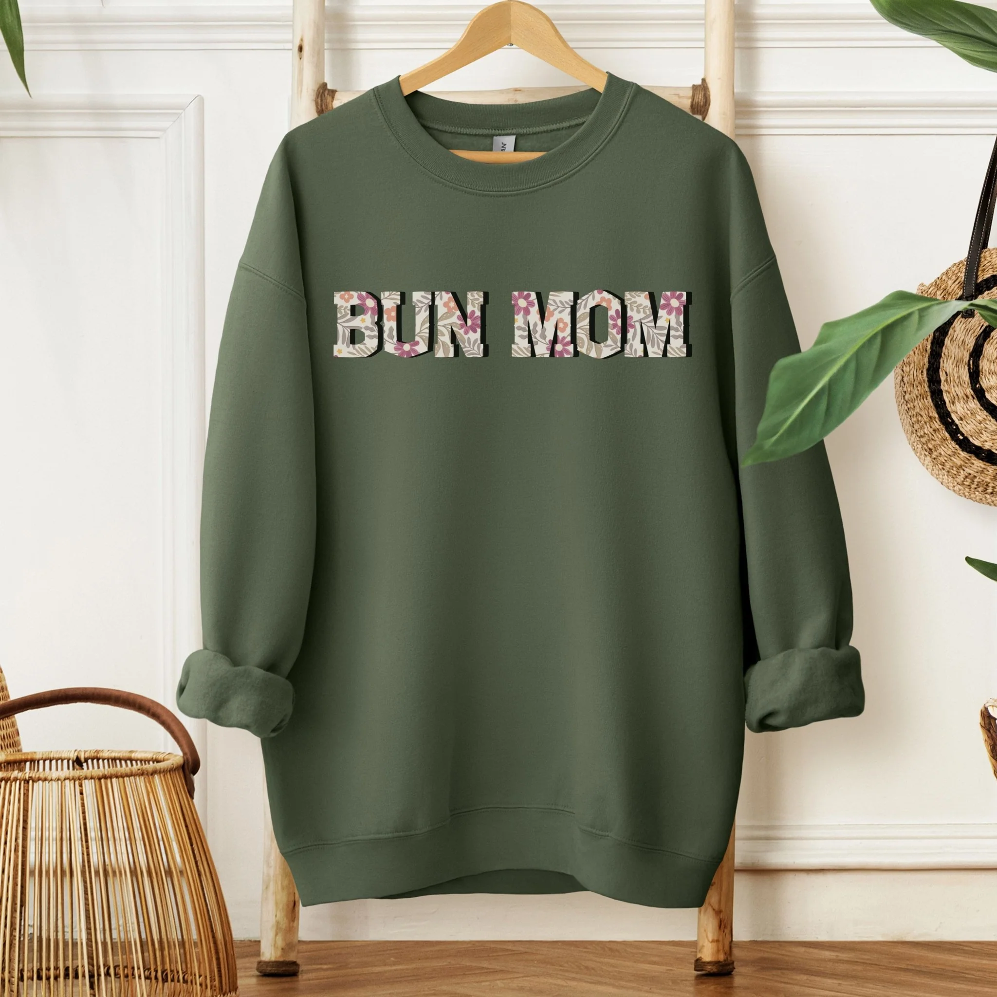 Floral Bun Mom Sweatshirt - Image 5