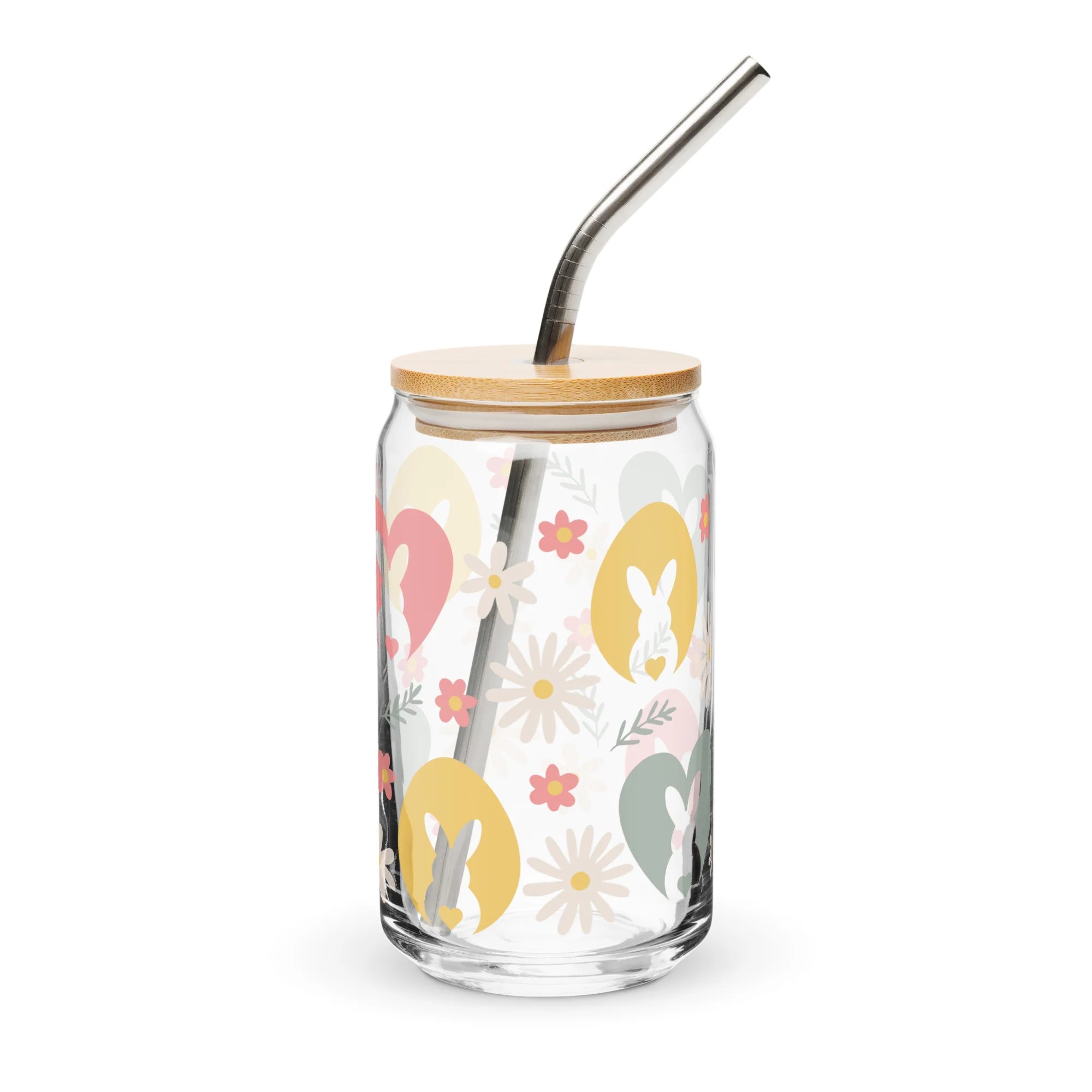 Floral Easter Bunny Can-shaped Glass - Image 2