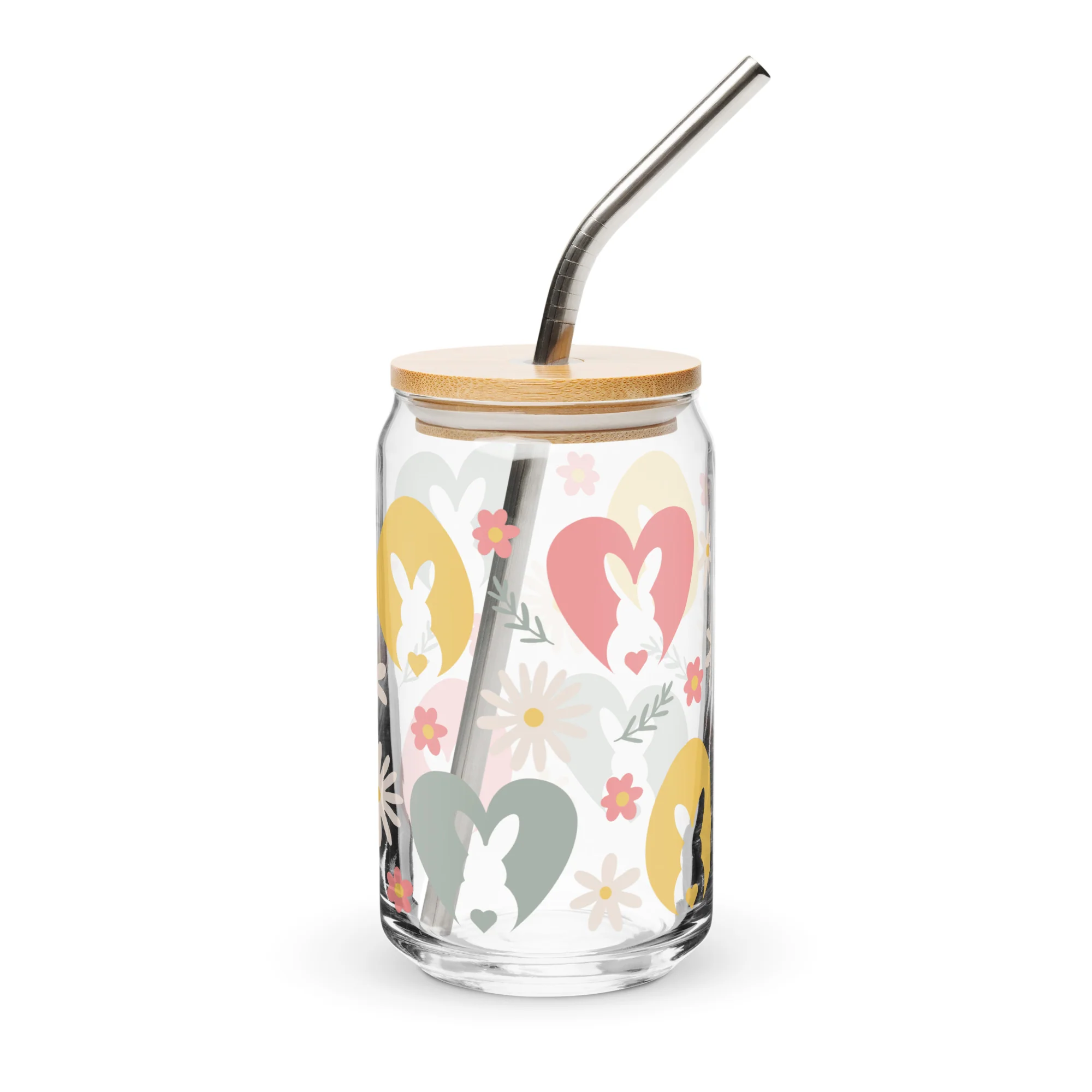 Floral Easter Bunny Can-shaped Glass - Image 3