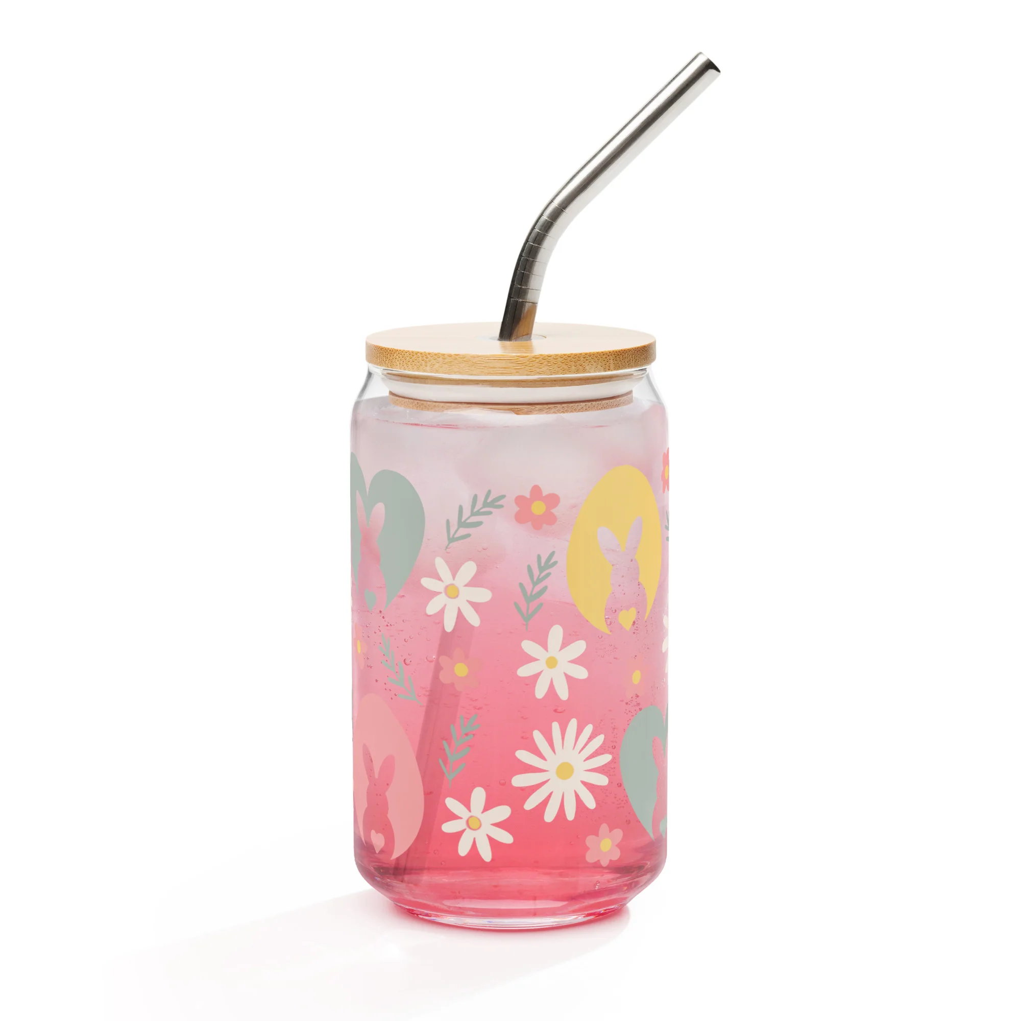 Floral Easter Bunny Can-shaped Glass - Image 5