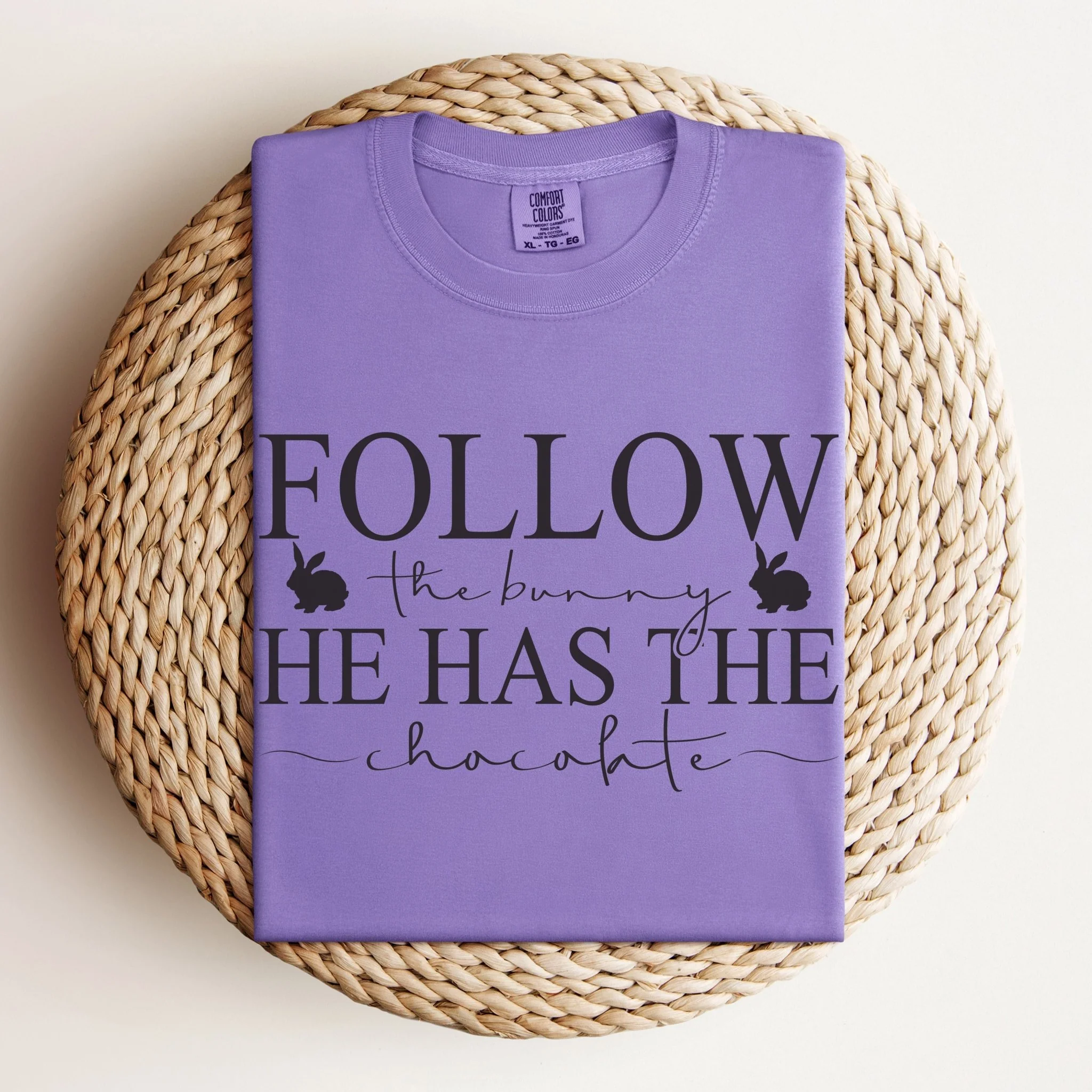 Follow the Bunny Unisex Garment-dyed Heavyweight T-Shirt - Image 5