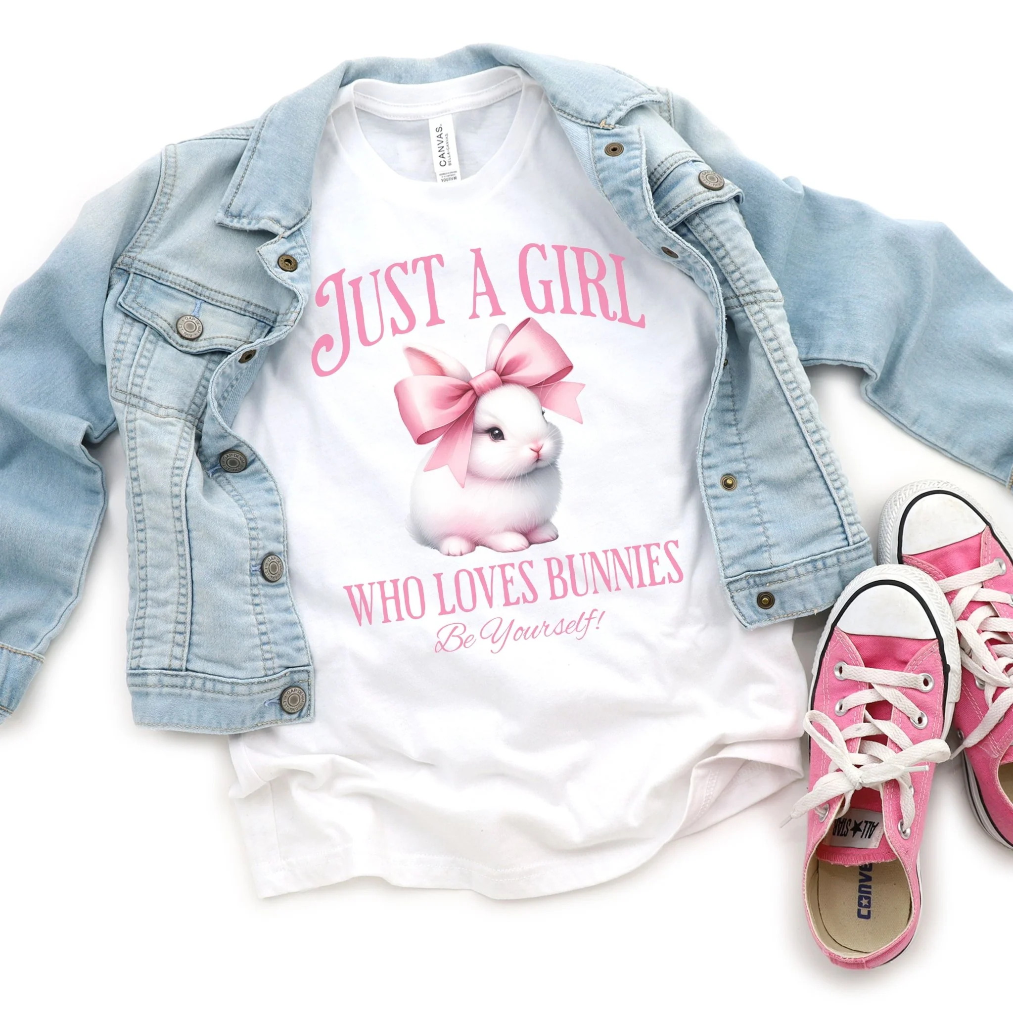 Just a Girl Who Loves Bunnies Youth Short Sleeve T-Shirt - Image 2