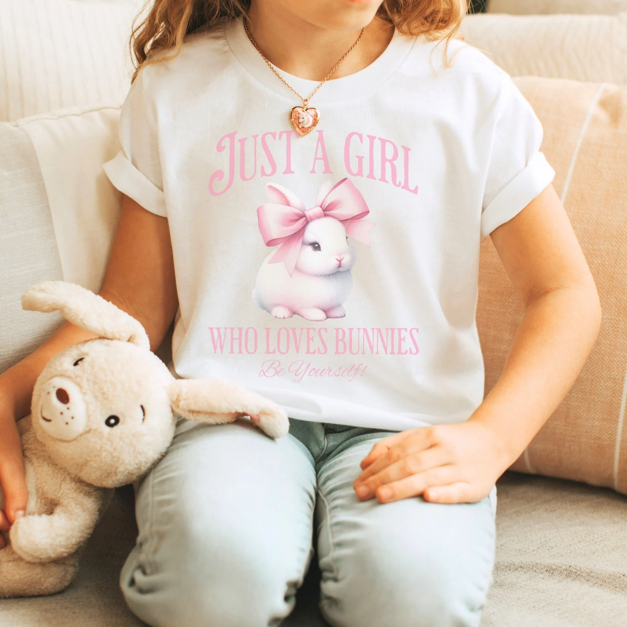 Just a Girl Who Loves Bunnies Youth Short Sleeve T-Shirt - Image 3