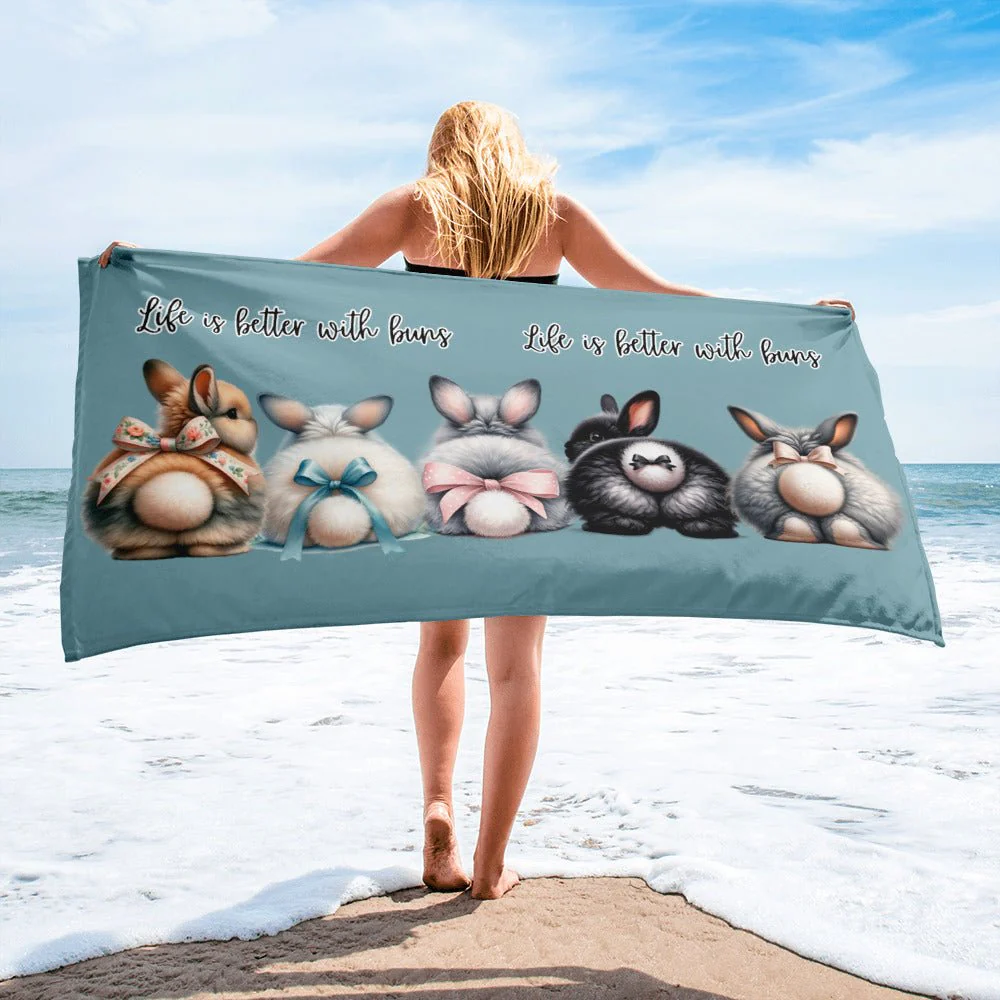 Life is Better With Buns Beach Towel - Image 2