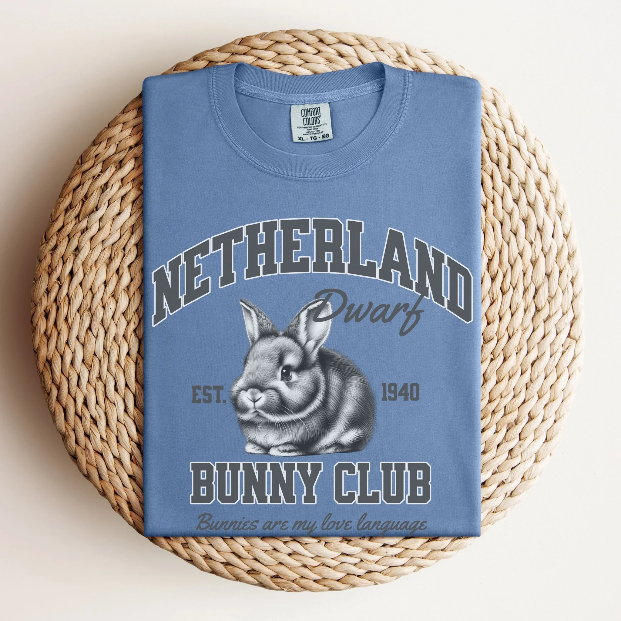 Netherland Dwarf Bunny Club Unisex Garment-dyed Heavyweight T-Shirt - Image 7
