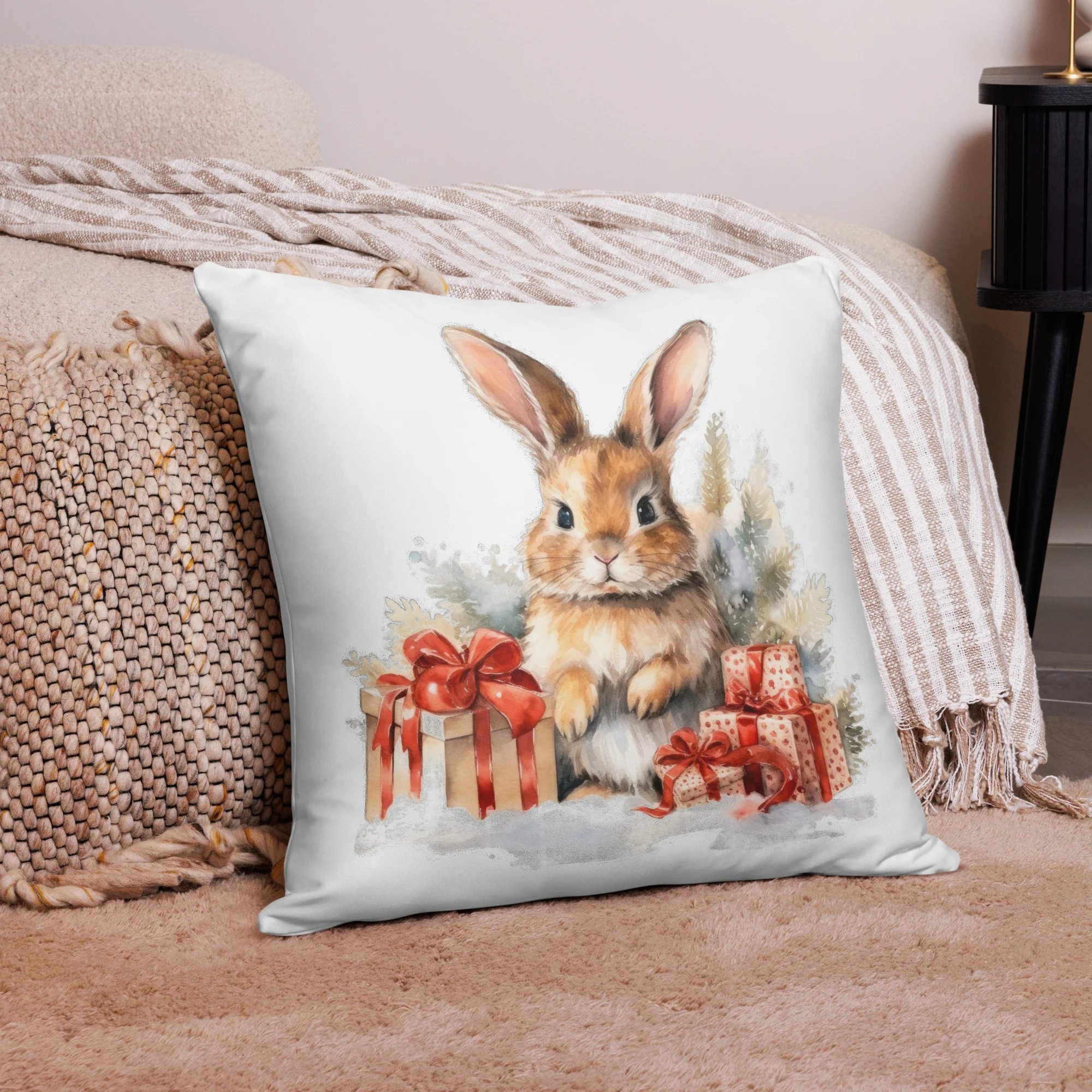 Rabbit Gifts Christmas Pillow