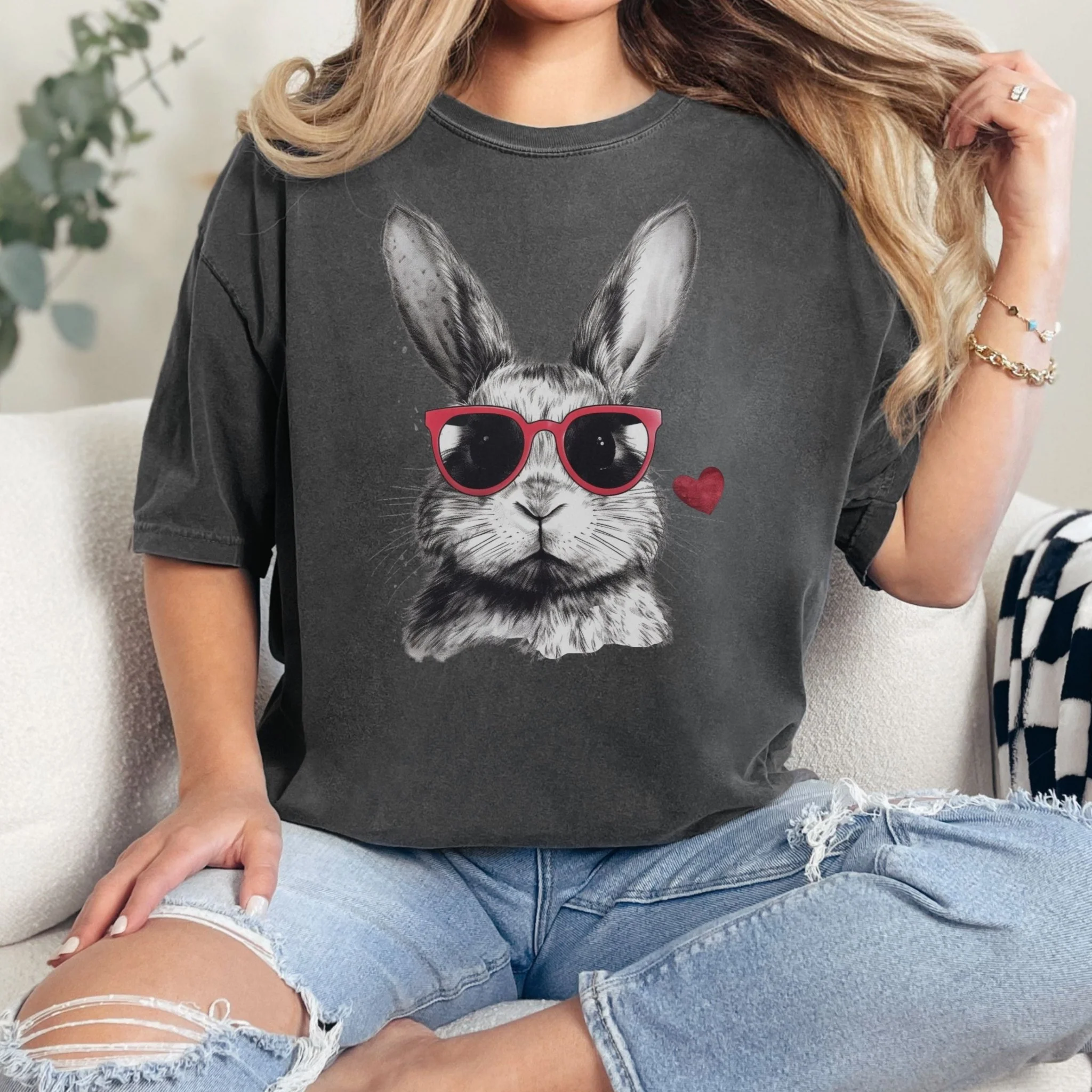Rabbit Love Unisex Garment-dyed Heavyweight T-Shirt - Image 4