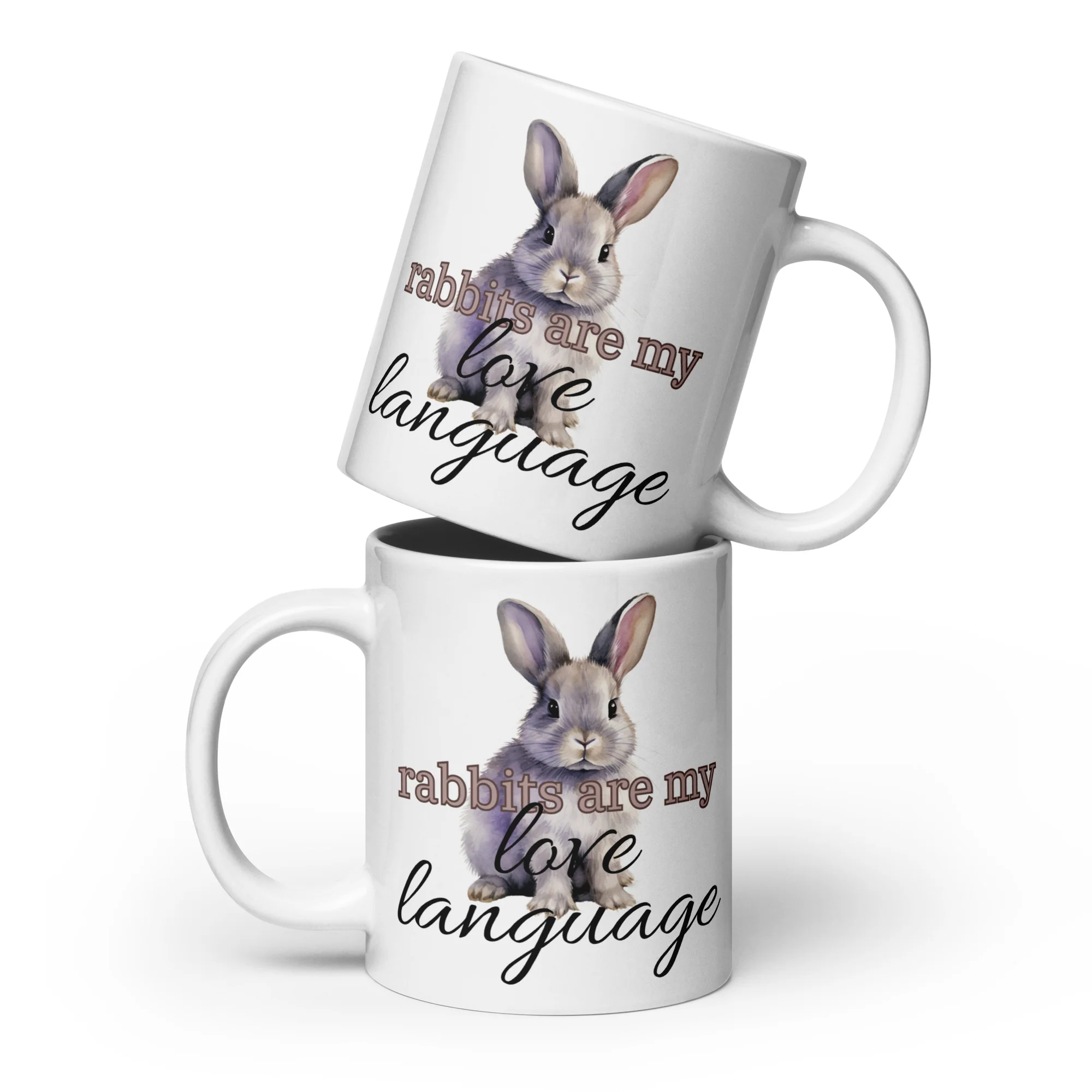 Rabbits Are My Love Language White Glossy Mug - Image 4
