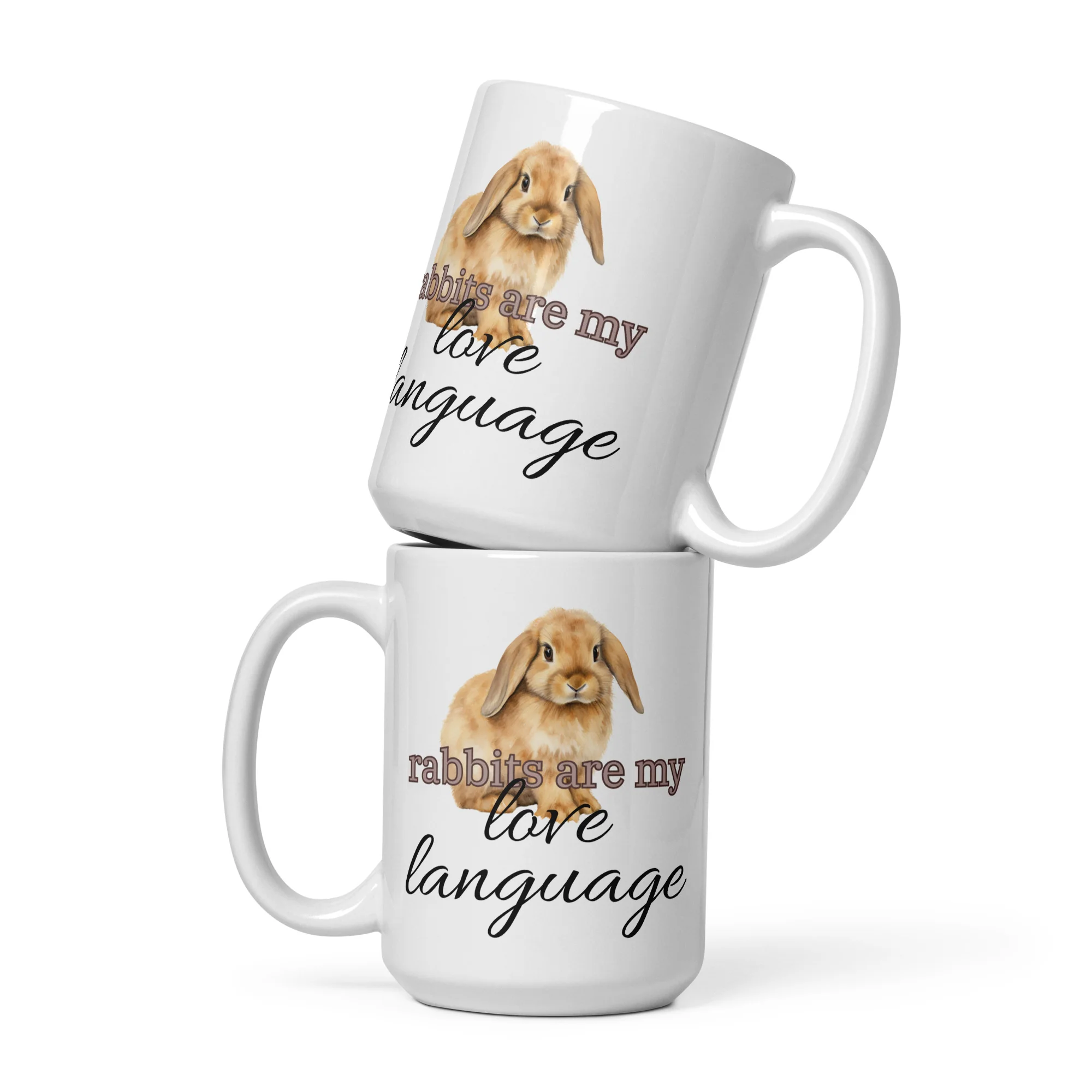 Rabbits Are My Love Language White Glossy Mug - Image 5