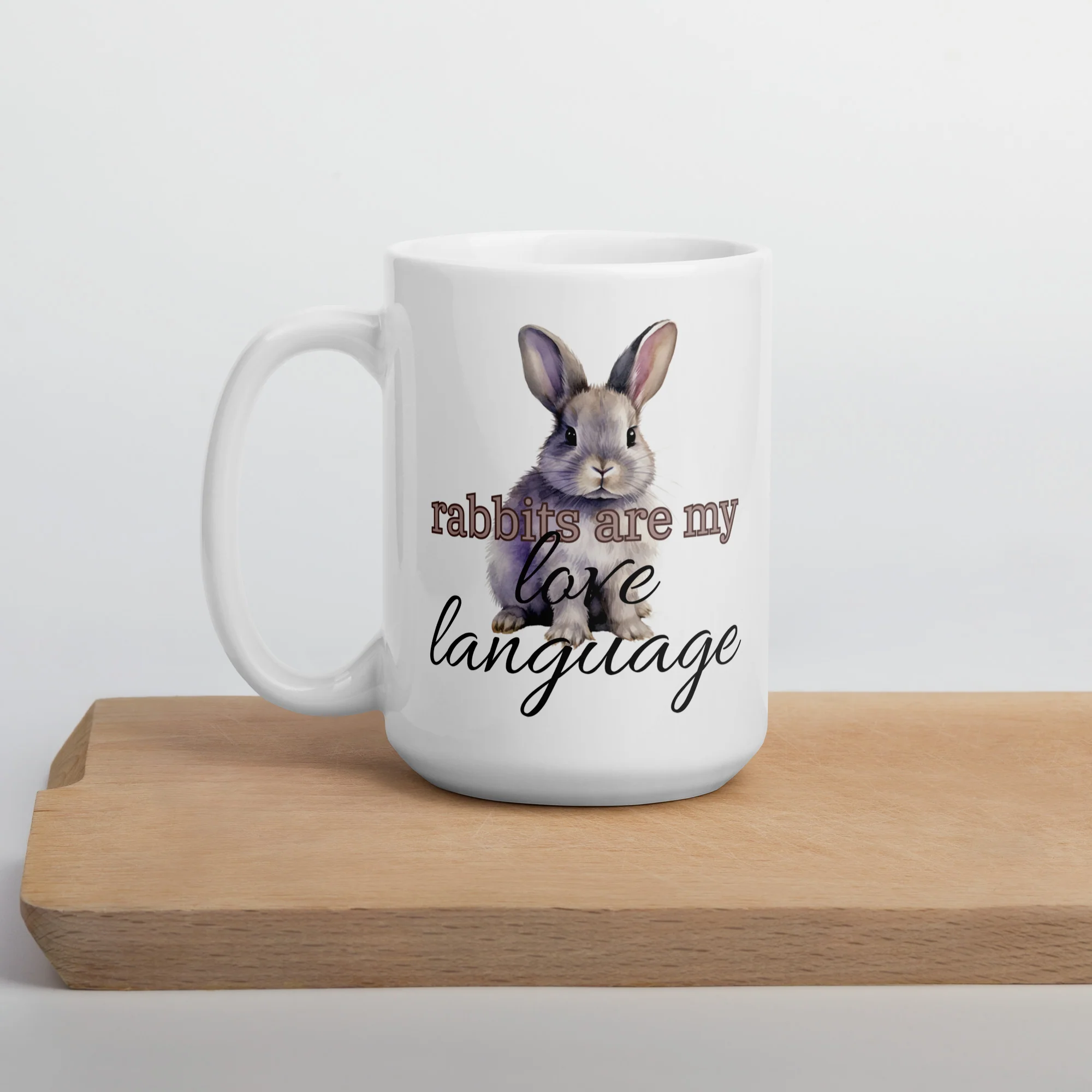 Rabbits Are My Love Language White Glossy Mug - Image 7