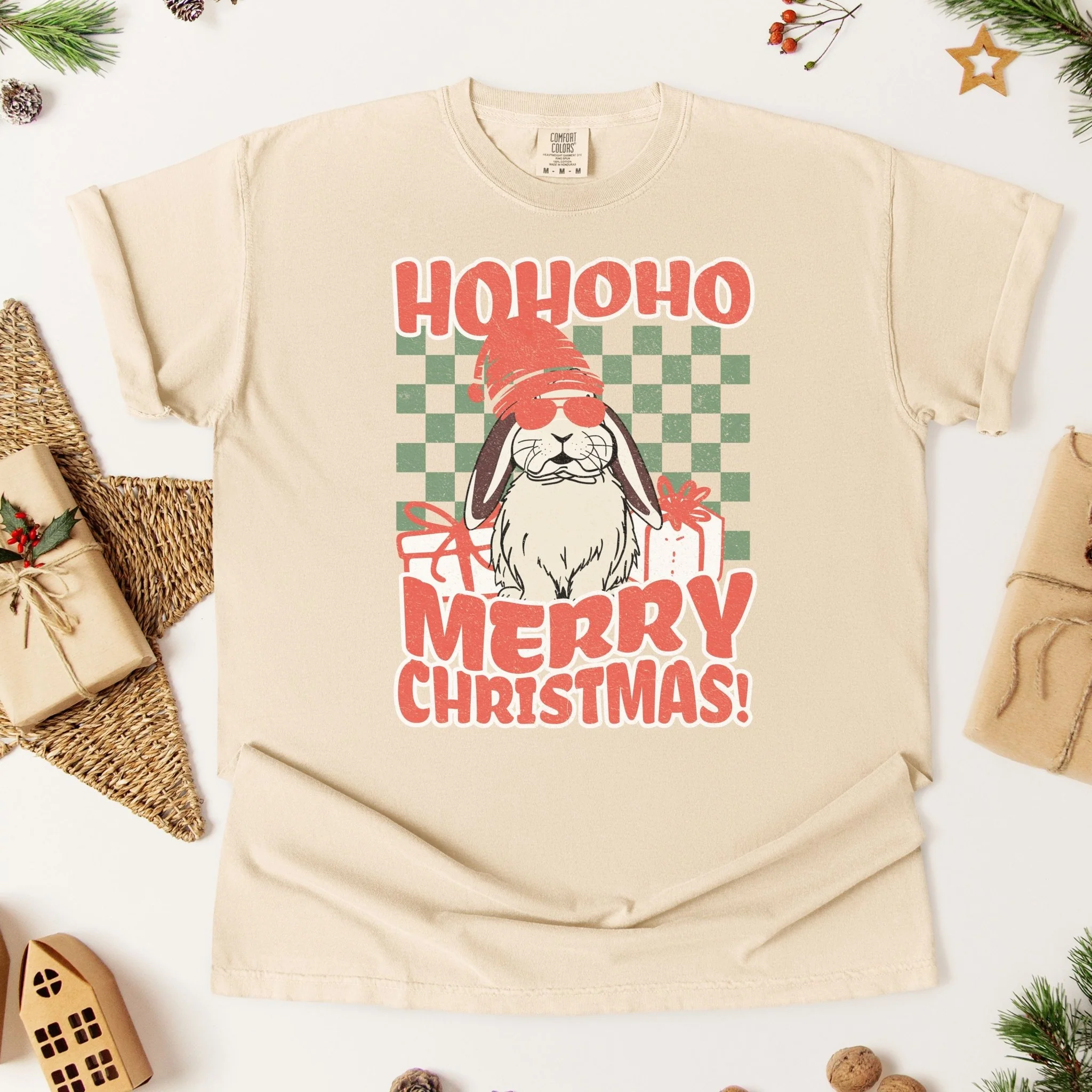 Santa Bunny Unisex Garment-dyed Heavyweight T-Shirt - Image 3