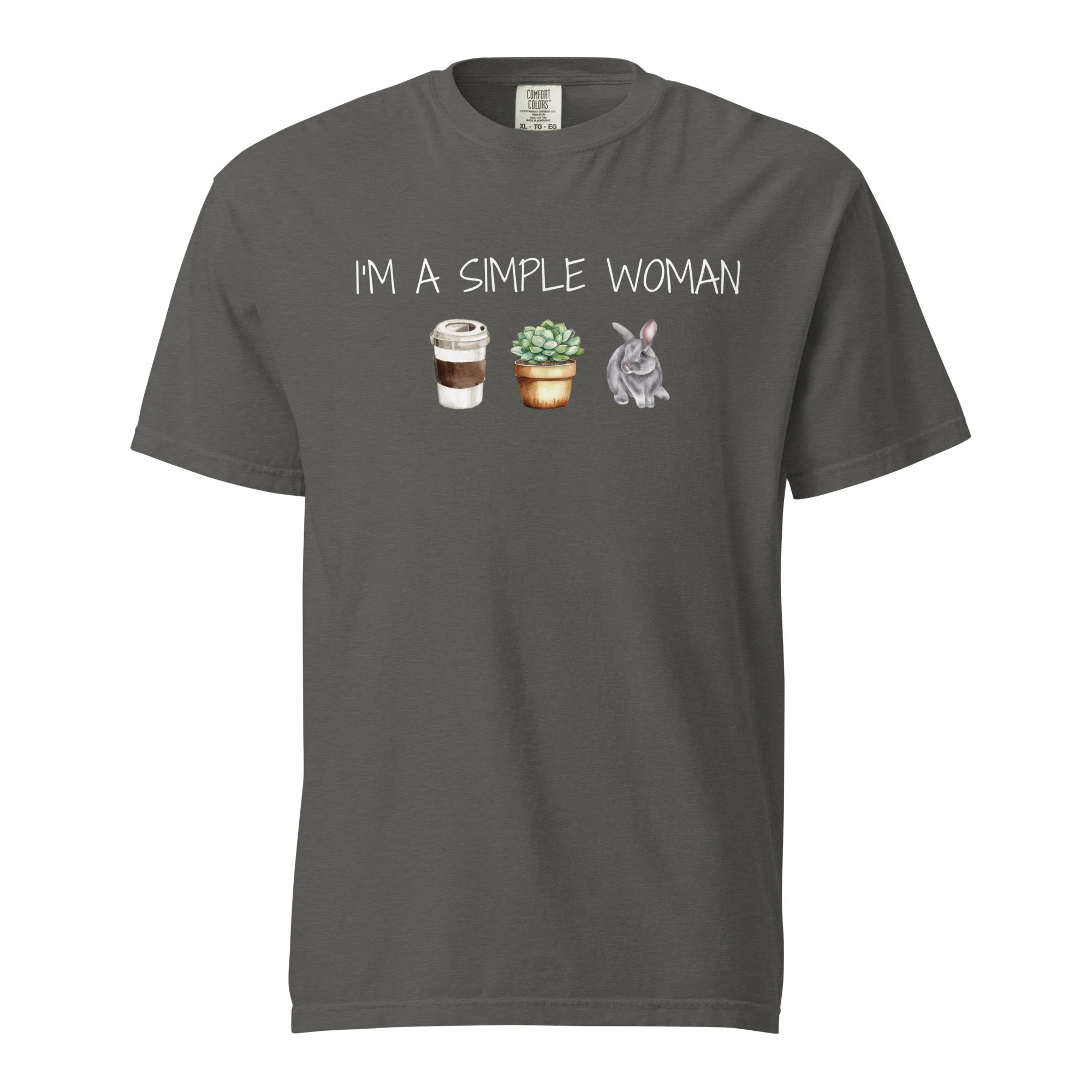 Simple Woman-Coffee, Plants, & Bunnies Unisex Garment-dyed Heavyweight T-Shirt