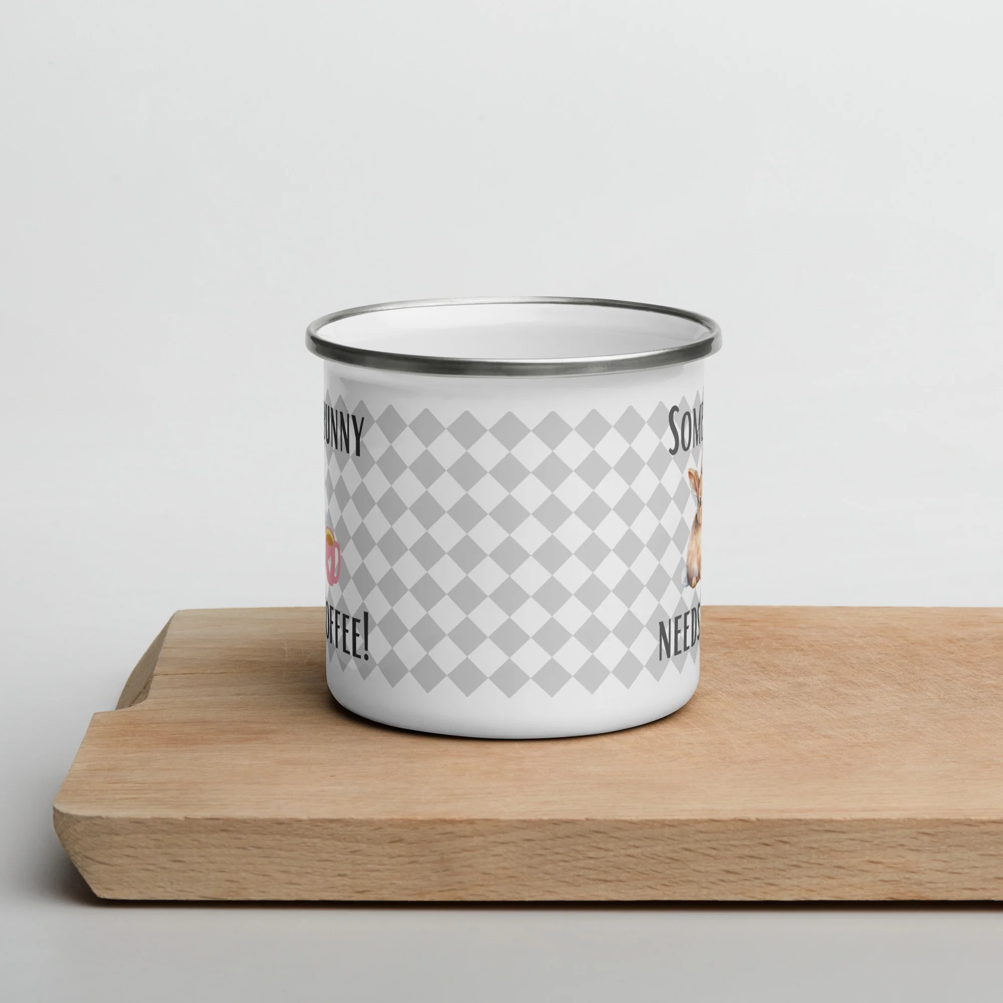 Some Bunny Needs Coffee Enamel Mug - Image 3