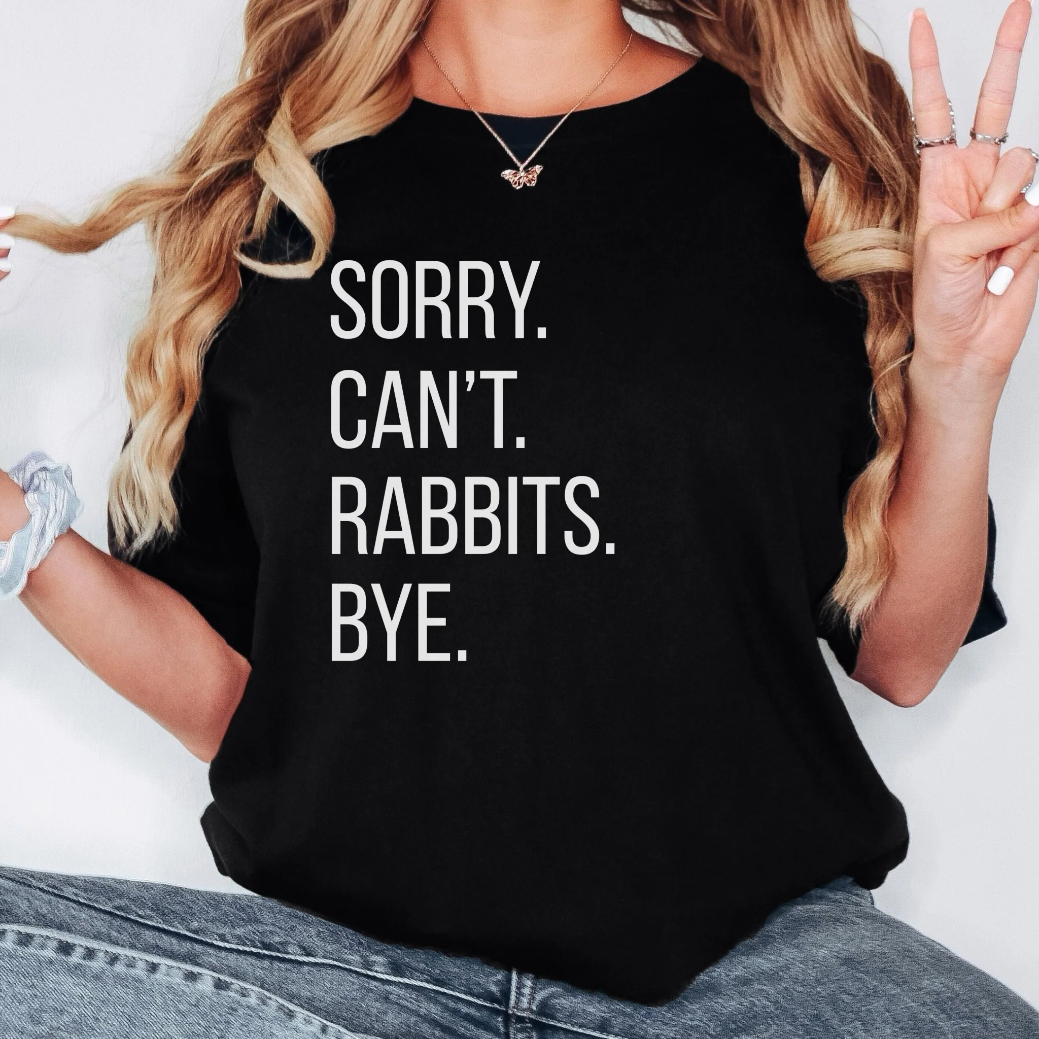 Sorry Can't Rabbits Bye Unisex Garment-dyed Heavyweight T-Shirt - Image 2