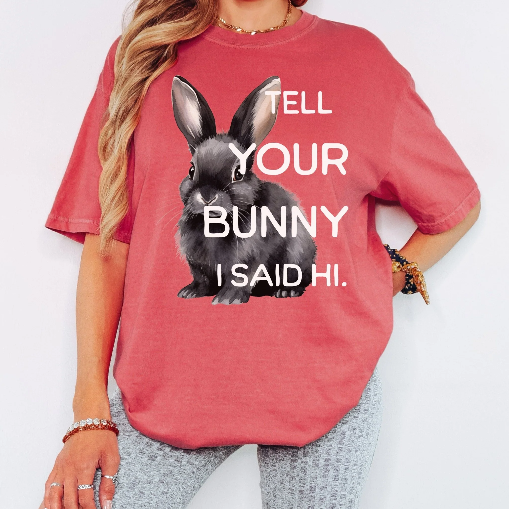 Tell Your Bunny I Said Hi Unisex Garment-dyed Heavyweight T-Shirt - Image 14