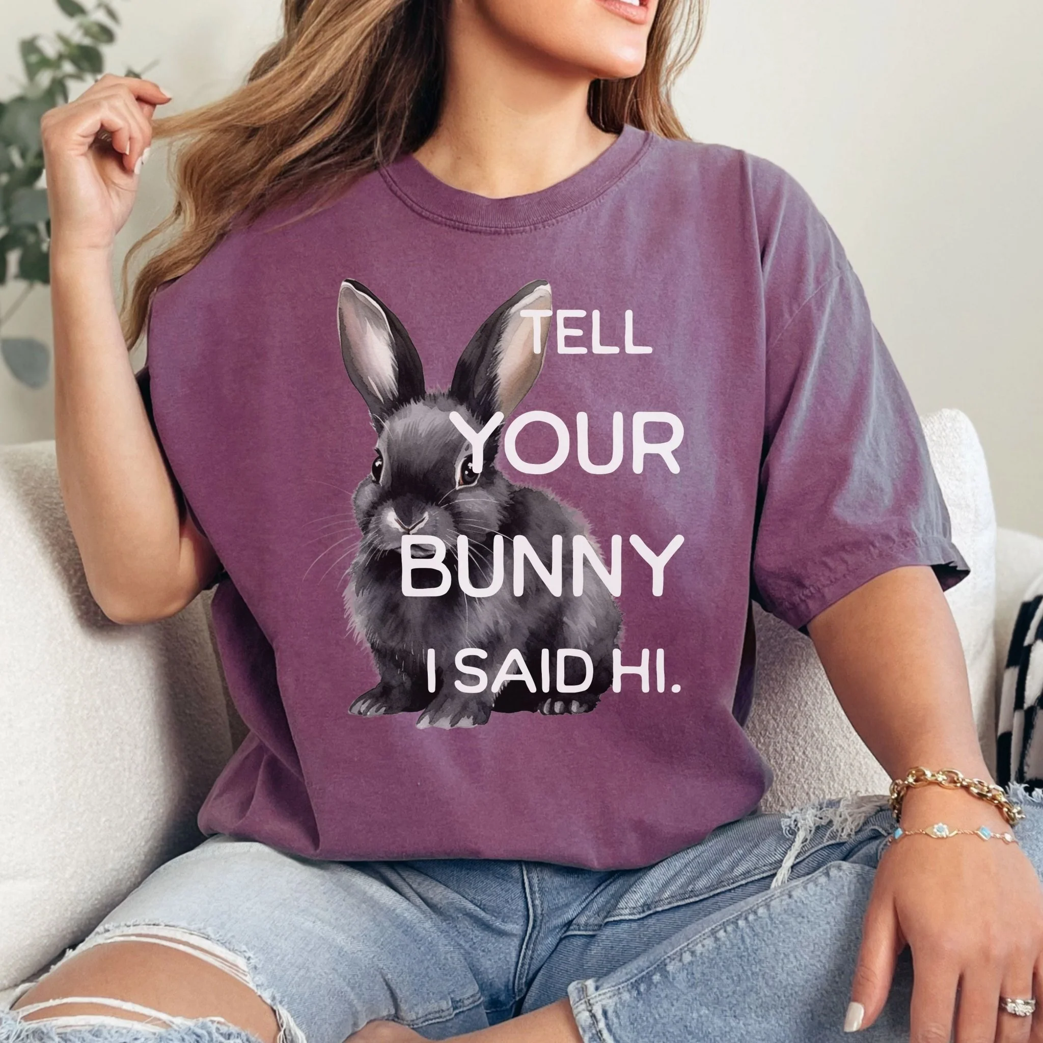 Tell Your Bunny I Said Hi Unisex Garment-dyed Heavyweight T-Shirt - Image 16