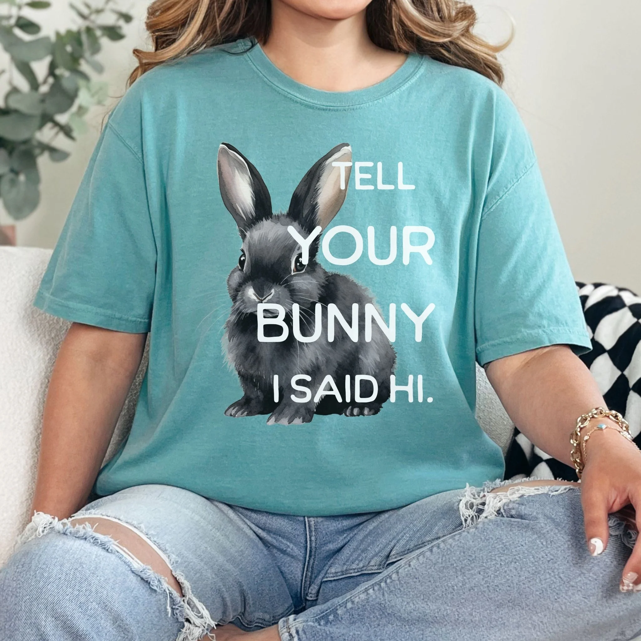 Tell Your Bunny I Said Hi Unisex Garment-dyed Heavyweight T-Shirt - Image 18