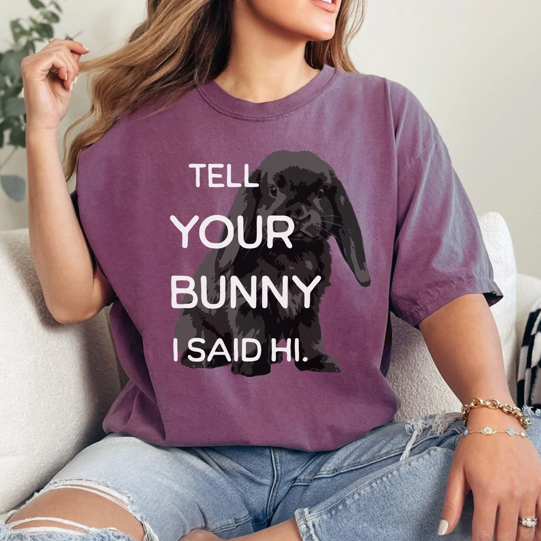 Tell Your Bunny I Said Hi Unisex Garment-dyed Heavyweight T-Shirt - Image 9