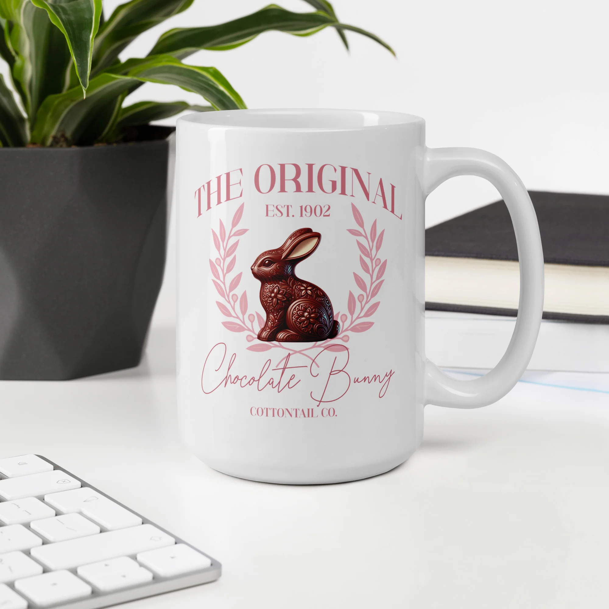 The Original Chocolate Bunny White Glossy Mug - Image 3