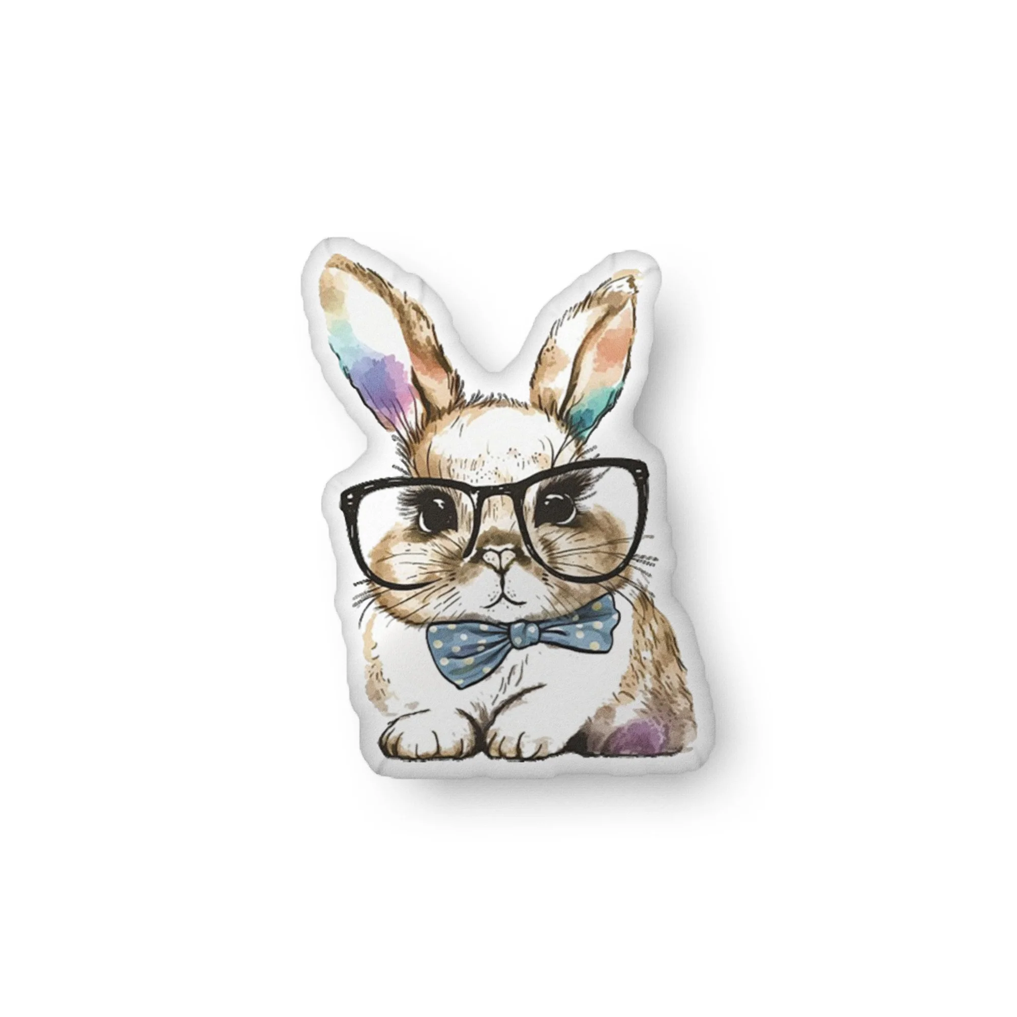 Watercolor Bunny Theodore Shaped Pillow - Image 3